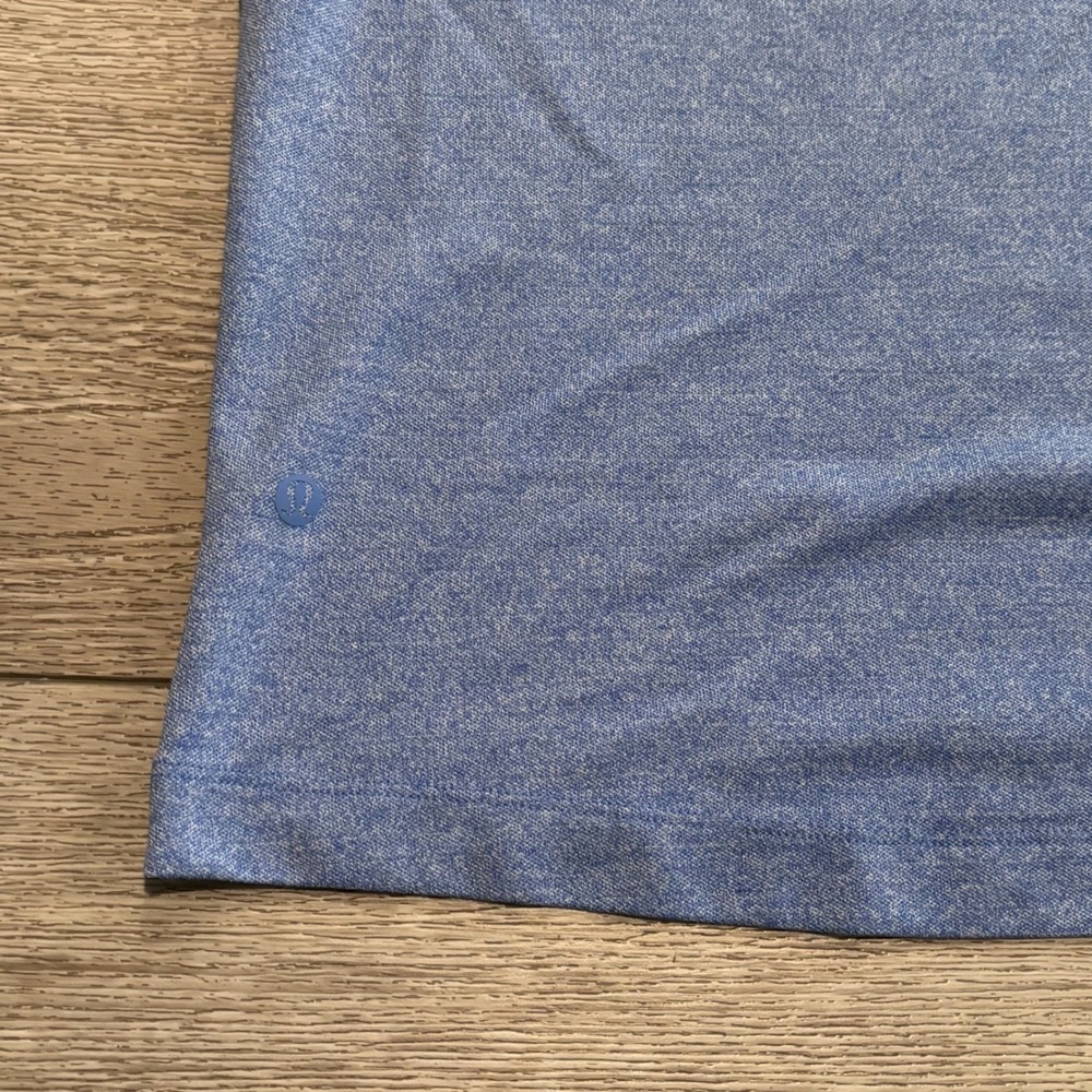 Lululemon Evolution Polo Mens Large Blue Heathered Golf Athletic Preppy Casual - Picture 7 of 7